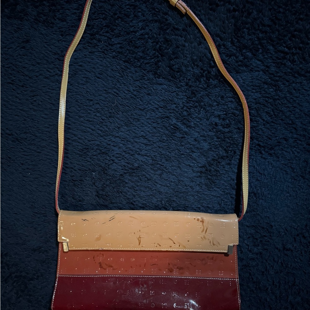 Arcadia Tan and Brown Leather Shoulder Bag